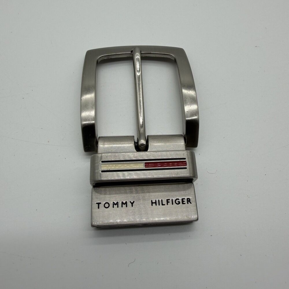 Tommy Hilfiger Men's Reversible Pin Belt Buckle Silver Tone 1.5" (38mm)